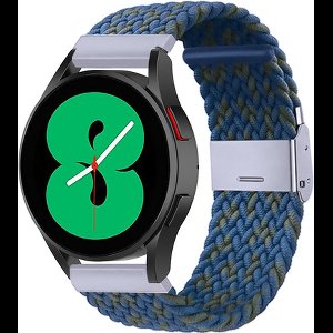 By Qubix Horlogebandje geschikt voor Huawei Watch GT 4 - GT 5 (41mm) & GT 5 Pro (42mm) - Braided nylon bandje - Blauw - groen gemêleerd