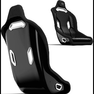 Trak Racer- TRX Hybride Vaste Fiberglass Stoel - Geheel Zwart - Alleen Stoel