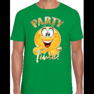 Bellatio Decorations Foute party t-shirt voor heren - Party Time - groen - carnaval/themafeest M