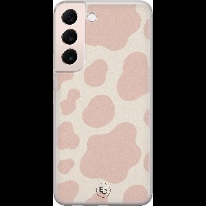 Hoesje geschikt voor Samsung Galaxy S22+ - Koeienprint roze - Soft Case - TPU - Print - Roze - ELLECHIQ