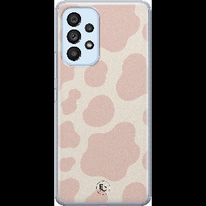Hoesje geschikt voor Samsung Galaxy A53 - Koeienprint roze - Soft Case - TPU - Print - Roze - ELLECHIQ