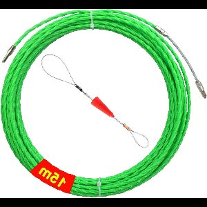 Allecto Premium - Retractable spiraal 15m polyester trekdraad met geleidingsveer - ideaal voor kabels leggen - Ø4.5mm - groen