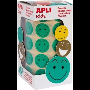 PLAKFIGUURTJES ZELFKLEVEND SMILEY GROEN 900 STUKS OP ROL