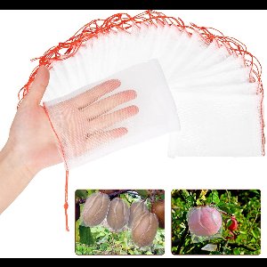 50 stuks Fruitbeschermingszakken - Insectennetten - Nylon netzakken - Tuinnetten met trekkoord - Fruitboomzakken - Geschikt voor fruit, groenten, bloemen ter bescherming tegen insecten, muggen, insecten en vogels - Wit