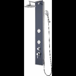 SCHÜTTE Glas Douchepaneel - Met Douchekraan - Mengkraan - 2 Massage Sproeiers - Anthraciet