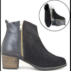 Stravers - Enkellaarzen met Lage Hak Maat 44 Zwart Grote Maten Korte Laarsjes