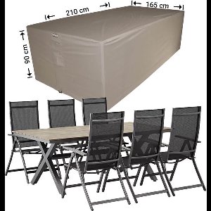 Raffles Covers Tuinsethoes - 210 x 165 H: 90 cm - RDS210165 - Waterdicht - Ademend - UV-bestendig - Elastisch rijgkoord - Beschermhoes tuinmeubelen - Hoes voor tafel en stoelen