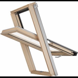 Solstro Dakraam Houten Raam met Dubbele Beglazing, Gekoppeld aan Dakpangootstuk - M4A, 78 x 98 cm