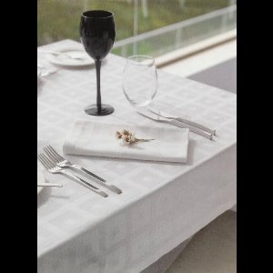 6 Witte blok damast servetten (Hotelkwaliteit: 250 gr/m2) - 100% katoen