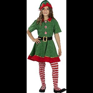 FUNIDELIA Kerst Elf Kostuum voor meisjes - Maat: 122 - 134 cm - Groen