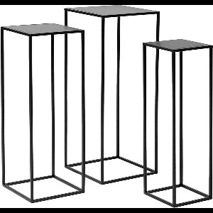 Zuilen - metaal- Set van 3: 74cm, 69cm en 64cm - Zwart - Sokkel - Plantentafel