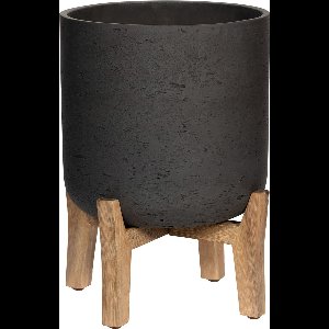 Pottery Pots Bloempot Charlie Black Washed met poten D 21 (pootjes) x hoogte 25,5 cm plantopening +-16 cm