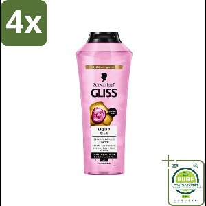 Gliss-Kur - Shampoo - Liquid Silk - Zijdezachte Haarverzorging - 400 ml - Voordeelverpakking - 4 stuks - Glans Shampoo - Zijdezacht haar