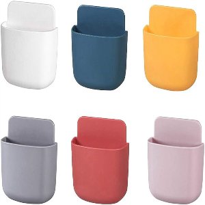 Ynkkvre -Telefoonhouder stopcontact - 6 Stuks - Afstandsbediening Houder - Opbergdoos voor wandmontage - organizer aan de muur - Muurhouder - Telefoon wandhouder - ABS - Zelfklevende - wand organizer - 2.5 x 8 x 11.5 cm