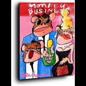 Monkey business. Mad Monkey - Meerdere kleuren - Canvas 100 x 150 cm