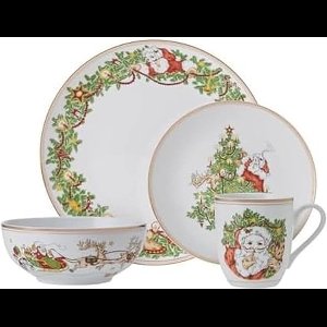 Feestdagen 16-delig Servieset voor 4 Personen met Kerstman Thema