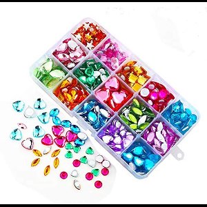 Kleurrijke Zelfklevende Steentjes voor Knutselen - 300 Stuks Variaties in Vormen en Grootte