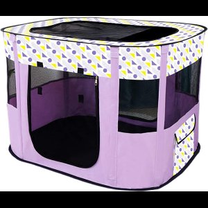 Stunq® Opvouwbare en Draagbare Hondenkennel en Kattenhuis met Ventilatie, 80 x 60 cm, Paars