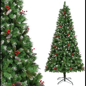 Uten Luxe uitvoering Kerstboom - Kunstkerstboom met Dennenappels en Besjes - H180 x Ø110 cm - 835 Takken - Groen