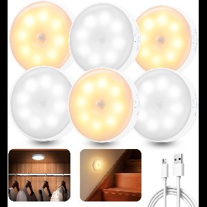 Ynkkvre - bewegingssensor lamp - 6 stuks - 3 warmlichtproducten en 3 witlichtproducten - oplaadbare LED nachtlamp - draadloze LED verlichting voor trap, gang, slaapkamer, kast en keuken