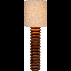 Atmooz Luigi Vloerlamp – H 116 cm – Acaciahout – Bouclé lampenkap – E27 fitting – Japandi staande lamp voor woonkamer