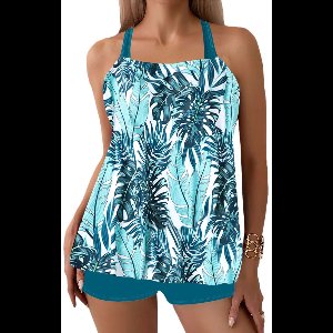Somstyle 2-Delige Tankini Set - Maat M - Badpak - Zwemshort Dames - Zwemkleding Volwassenen - Badmode - Groen