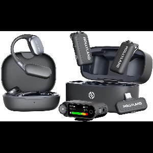 Hollyland Lark Max 2 Ultimate Draadloze Microfoon Set - 32-bit Studio Kwaliteit - 340m Bereik - 36u Opname - AI Ruisonderdrukking - Incl. 2 Headsets & 4-Zender Ondersteuning