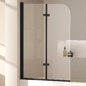 EMKE Badwand - Inklapbaar - 110x140cm - Zwart - 6mm Helder Veiligheidsglas - Nano Coating - Aluminium Profiel - Badscherm