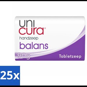 25 x Unicura Tabletzeep Anti Bacterieel Balans 180 gr - Handzeep - Antibacterieel - Hygiëne - Handen Reinigen - Handen Beschermen
