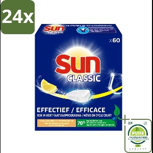 Sun Classic - Vaatwastabletten - Voordeelverpakking - Citroen - 60 Tabletten - Voordeelverpakking - 24 stuks - Vaatwastabletten - Citroen