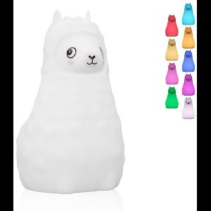 Nachtlampje met Bluetooth Speaker, Oplaadbare Dimbare Kinderen Nachtlamp voor Slaapkamer en Babykamer, Draadloos en 7 Kleuren （alpaca）