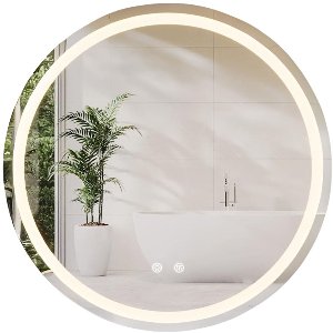 DoneMore® - ronde LED badkamerspiegel - dimbaar - anti-condens - slimme wandspiegel met tijdweergave - aluminium frame - Ø 50 cm - 4 mm glas