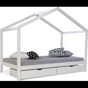 Homestyle4u Kinderbed - 90x200 cm - Huisbed - Wit
