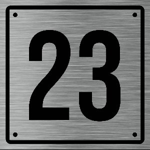 Huisnummerbord 23 - Incl. Schroeven en Pluggen – Acrylaat - 10 x 10 cm - RVS met Zwart