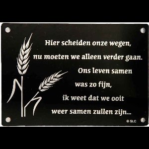 Marmer gedenksteen laatste groet Waarom - Memoriam - overleden - spiegelplaatje - voor binnen en buiten - spiegel tekst hier scheiden ...