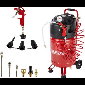 AREBOS Luchtcompressor 30 L 10 Bar staand 13-delig accessoire rood