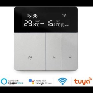 TechU™ Slimme Thermostaat Verta – Zilver – Alleen voor Elektrische Vloerverwarming – App & Wifi – Google Assistant & Amazon Alexa