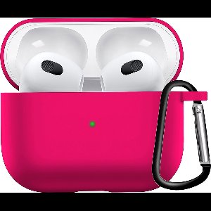 Hoesje Geschikt voor AirPods 3 Hoesje Siliconen Case - Hoes Geschikt voor Apple AirPods 3 Case Hoesje - Donkerroze