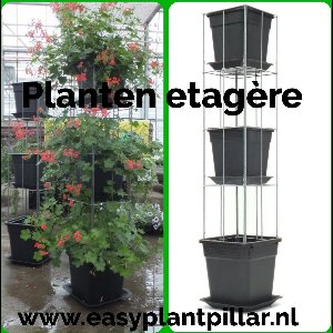 klimplantrek - Plantensteun - Draadrek- Etagère - Etagèrerek 1250 mm hoog met luxe kweekpotten en waterschotel.