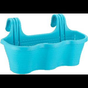 2 Stuks balkonbak turkoois bloempot plantenbak kruidentuin 10L Turquoise rechthoekige met haken