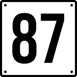 Huisnummerbord 87 - Incl. Schroeven en Pluggen – Acrylaat - 10 x 10 cm - Wit met Zwart