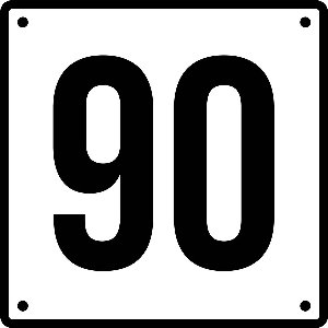 Huisnummerbord 90 - Incl. Schroeven en Pluggen – Acrylaat - 10 x 10 cm - Wit met Zwart