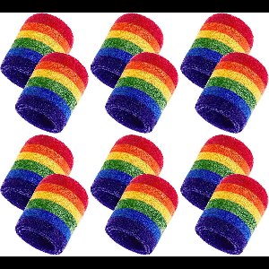 Mmgoqqt 12 Stuks Zweetbandjes Sport Polsbandjes - Ademende Zweetbandjes Voor Fitness Hardlopen Basketbal - Regenboog