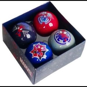 Kurt Adler – Set van 4 Spiderman Kerstballen – Onbreekbaar kunststof – Ø 8 cm