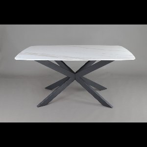 NoaHome Luxe Eettafel Doua | Mat Witte Keramiek en Stijlvol Metaal | Perfect voor 4 Personen