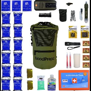 NoodPrepz - Plus noodpakket voor thuis - inclusief noodrantsoen voor 72 uur - survivalpakket met hoogwaardige EHBO-kit – overlevingspakket voor oorlog, stroomuitval en evacuatie – compleet pakket samengesteld volgens advies van de overheid