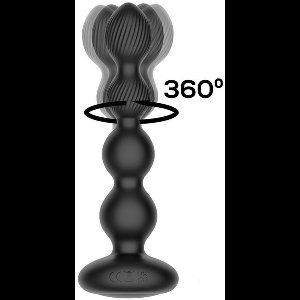 IY Mouve - Roterende en Vibrerende Geribbelde Buttplug met Afstandsbediening - 2 motoren - Zwart