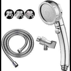 Cuhostki - 1 Set - Douchekop - Doucheset - Hogedrukdouchekop - Handdouche - Zilver - ABS - 3 Instellingen - Waterbesparend - Eenvoudig Te Installeren - Ontkoppelbaar - Met Slang & Steun