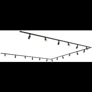 HOFTRONIC railverlichting pakket u-vorm – 6x 1,5 meter rails – 18x GU10 spots 2700K warm wit – dimbaar – aluminium zwart – IP20 – modulair – 230V – railverlichting woonkamer keuken