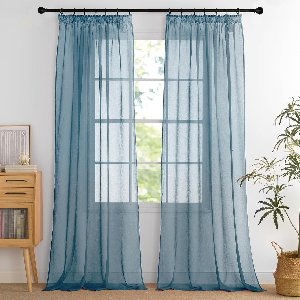 Linnen gordijnen met ruches - 2 stuks - 140 cm breed - 245 cm hoog - 100% polyester